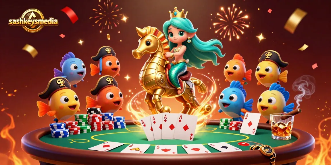 Experience thrill at sashkeysmedia with colorful characters and exciting poker elements in a vibrant casino scene.