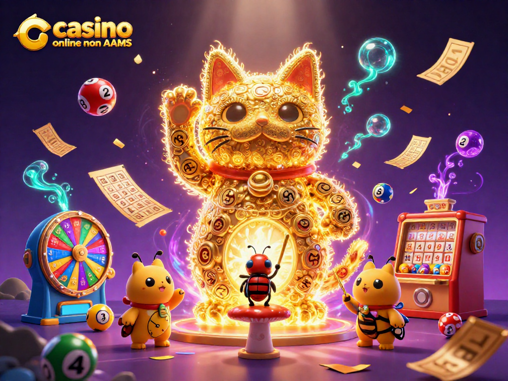 Irradiando fortuna, il lucky cat di casino online non AAMS danza tra simboli e palline colorate.