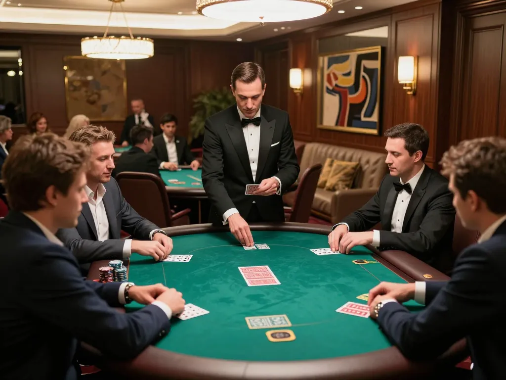 Players strategizing their game at an upscale poker table, showcasing the excitement of 789betgo gaming