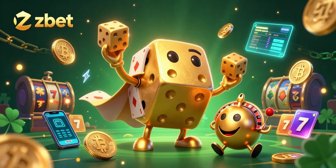 Engage in thrilling animated action with zbet’s vibrant casino scene featuring golden dice and crypto elements.