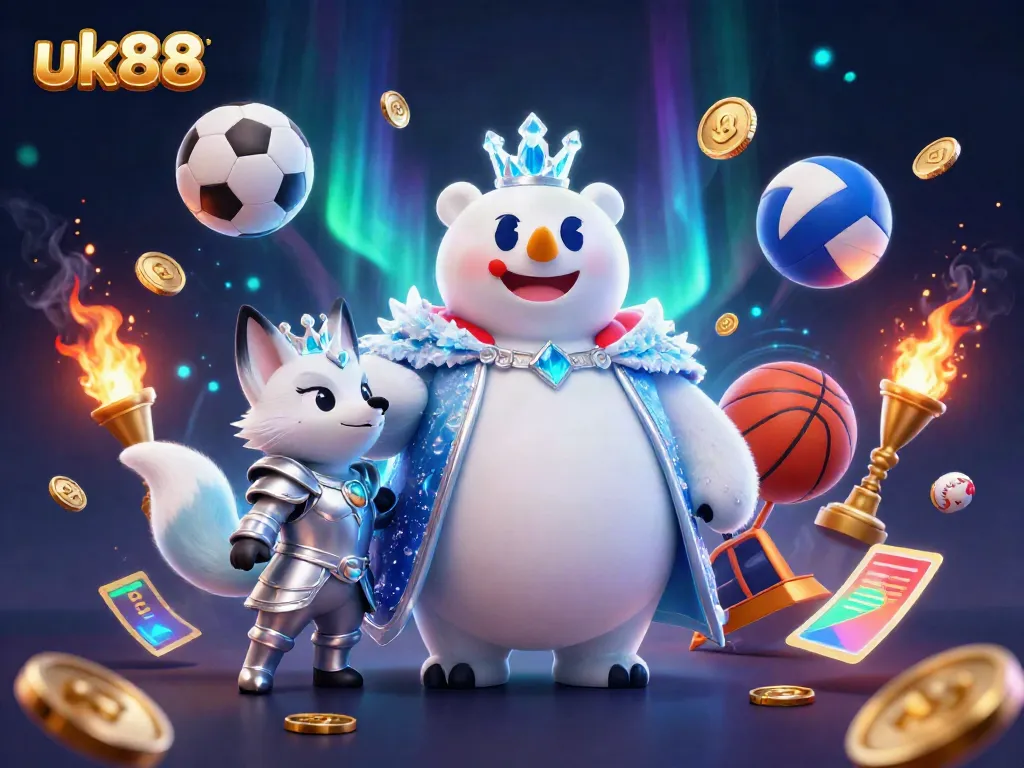 Experience the thrill of uk88 with a 3D illustration showcasing the excitement of sports betting.
