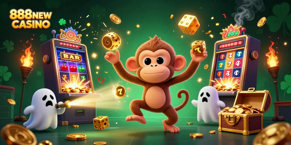 Engage in the thrilling 888NEW CASINO experience with juggled coins and a dynamic game atmosphere.