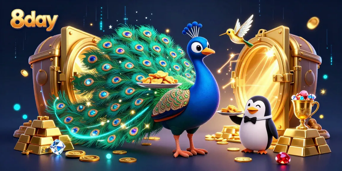 Engagingly play 8day with vibrant characters and immense treasure within a lively casino scene.