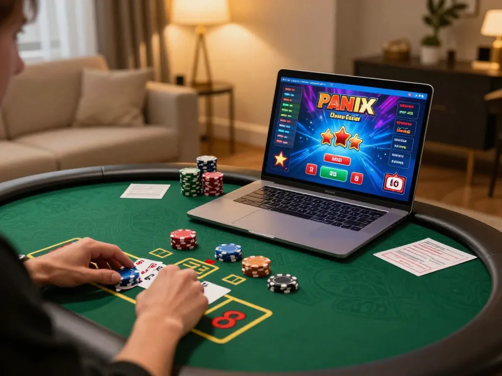 Engaging in bet kecil 50 live dealer game on laptop with vibrant graphics and cozy atmosphere.