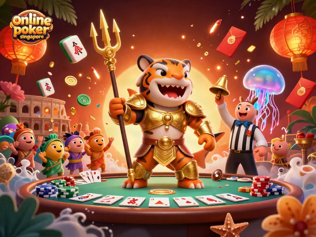 Engage with online poker Singapore as a fierce shark in gladiator armor dominates the underwater scene.