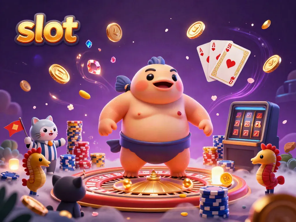 Experience the thrill of the slot machine with a fugu in a vibrant underwater casino scene.