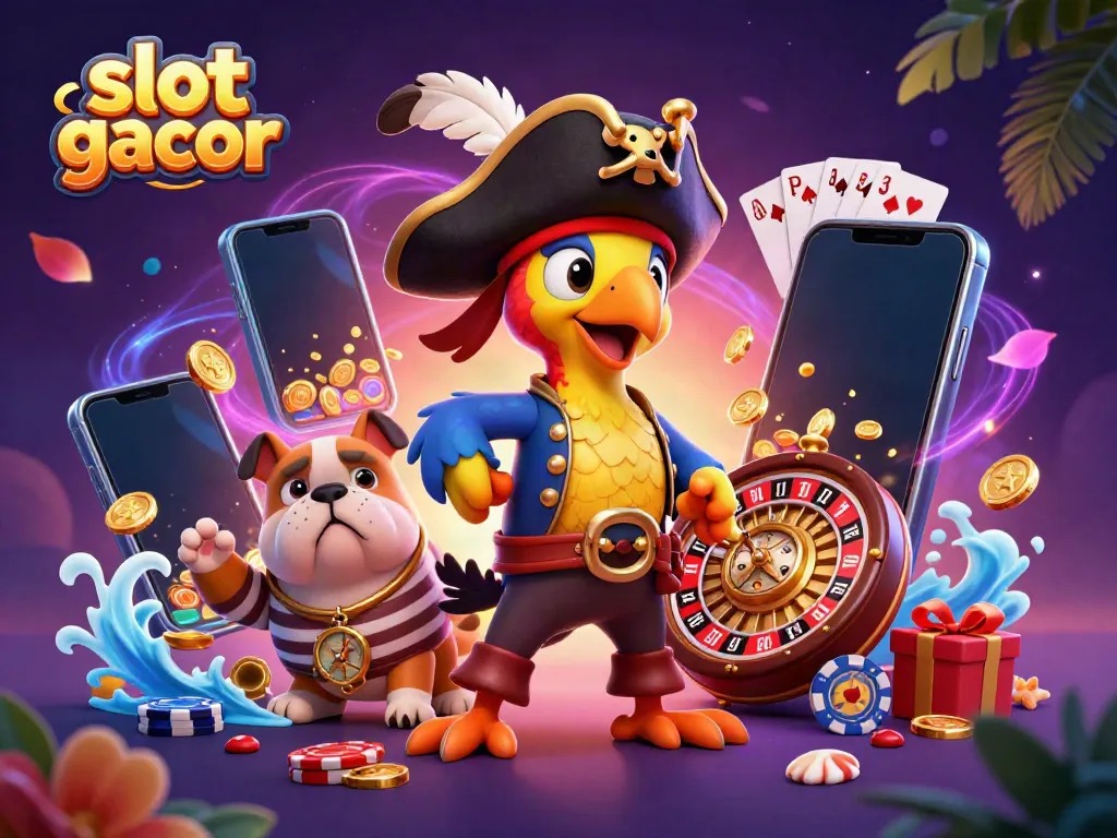 Engaging scene with unique pirate-themed characters celebrating slot gacor, showcasing vibrant game elements.