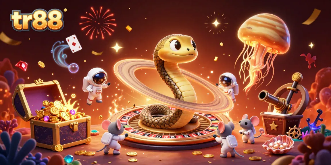 Experience the thrill of betting on tr88 in this vibrant casino-themed cosmic scene.