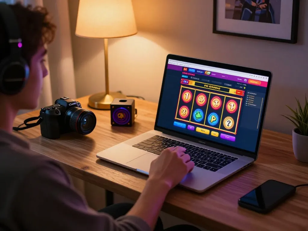 Engaging online gaming session on Fabet with a player spinning reels for winning opportunities.