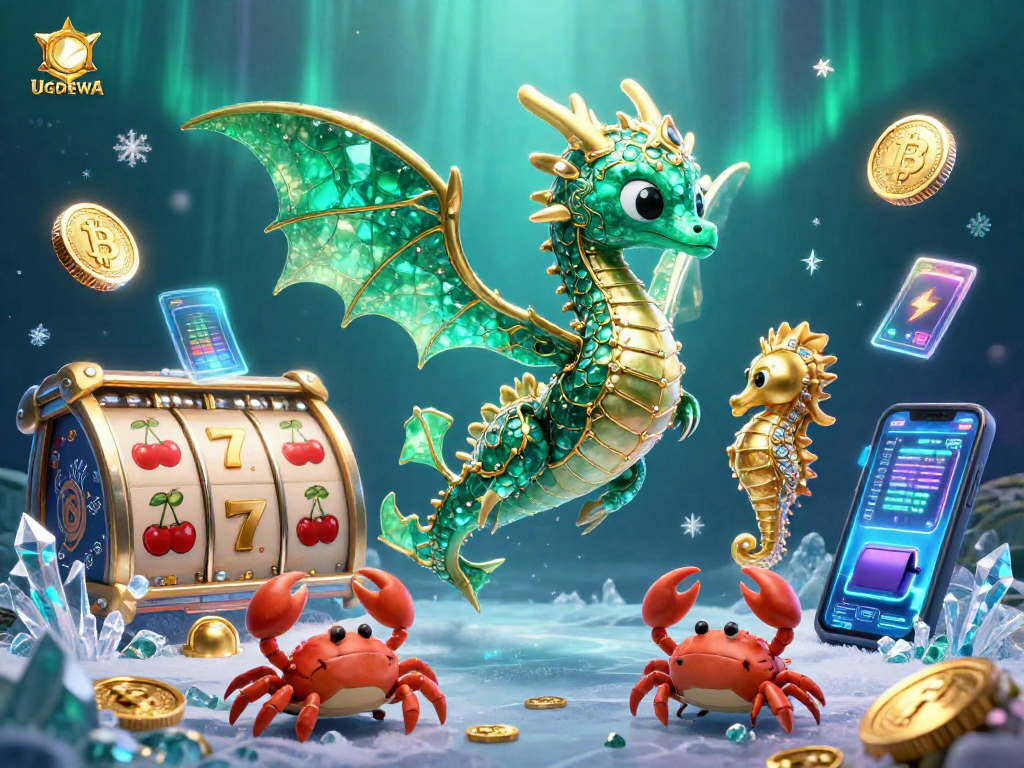 Experience the excitement of gambling with UGDEWA as the radiant sea dragon leads through vibrant slot games and crypto treasures.