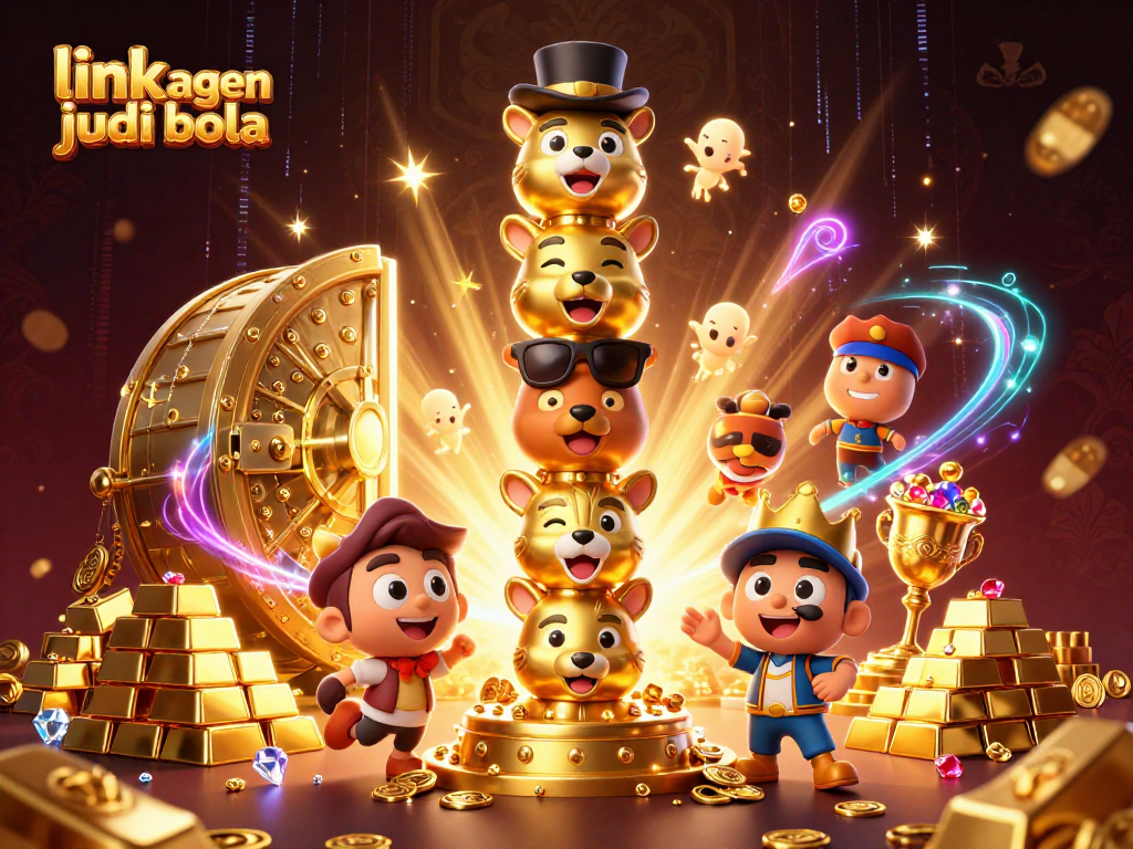 Win big with the best link agen judi bola in this vibrant 3D casino illustration.