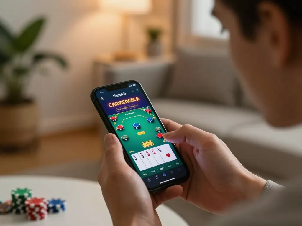 Engaging with the shopshela casino app for an online poker game.