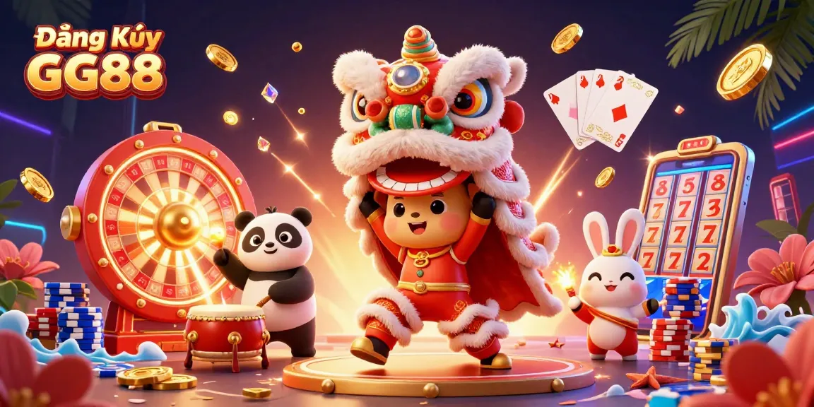 Join the excitement with Đăng Ký GG88 as lucky characters celebrate winning at the casino.