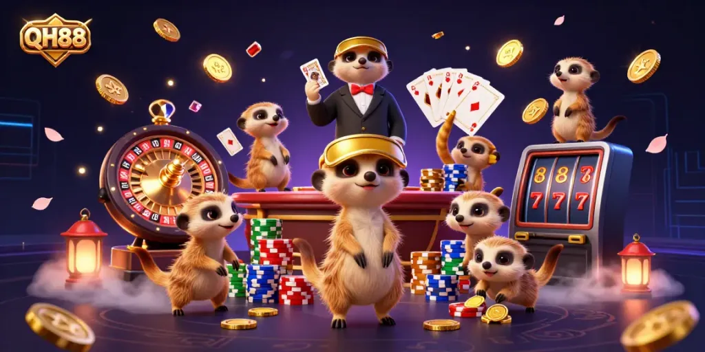 Experience the thrill of QH88 as meerkats bring a vibrant casino to life with games and excitement.