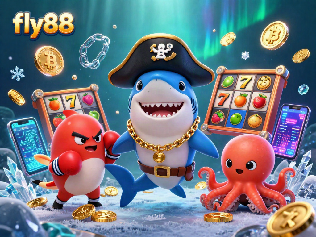 Spin the reels with fly88 in this colorful casino scene featuring exciting characters and vibrant game elements.