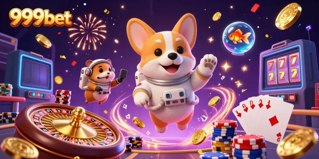 Experience thrilling moments with 999bet in a space casino filled with vibrant characters.