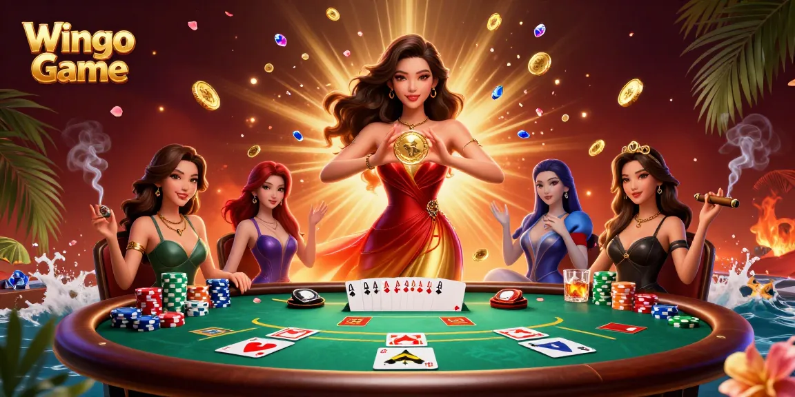 Join the excitement with Wingo Game as players win big at a vibrant poker table.