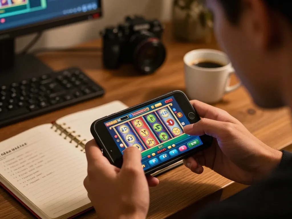 fortleemedspa gaming session with smartphone showcasing online casino app in cozy setting
