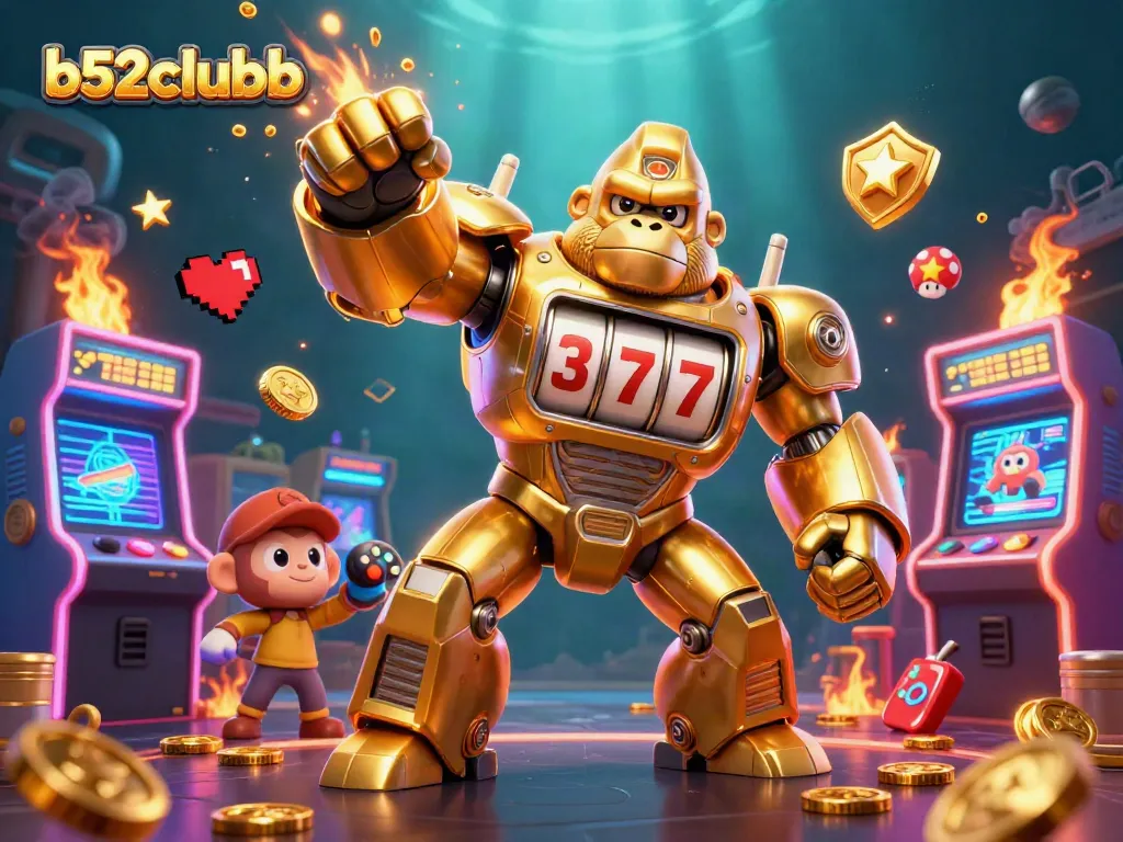 Win big with b52clubb's thrilling 3D gaming scene featuring dynamic slot action.