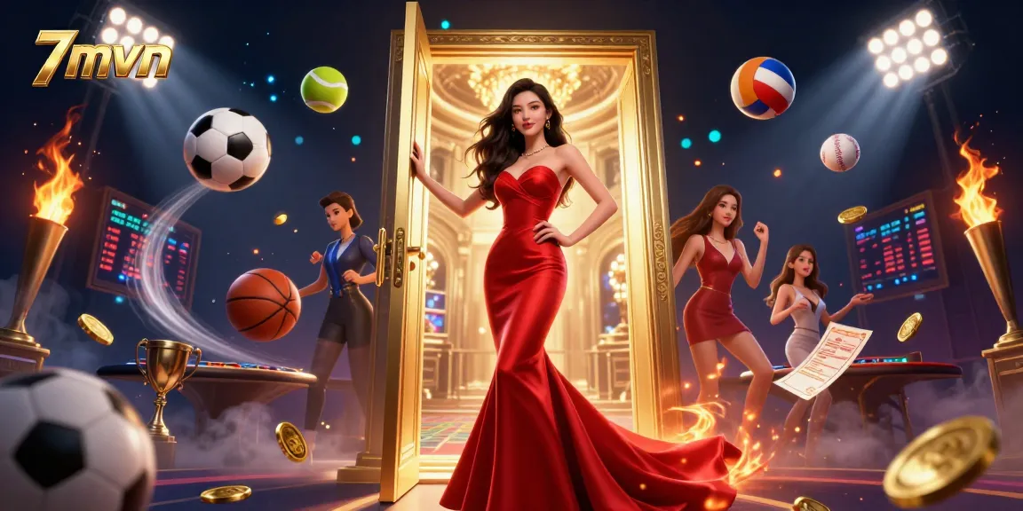 Experience the excitement of sports betting with 7mvn in this dynamic casino scene.
