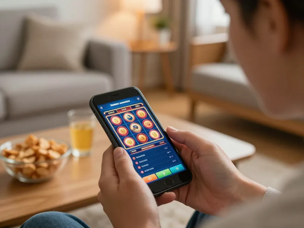 girlmeetsformosa player enjoying mobile slot games in cozy home setting with strategic focus