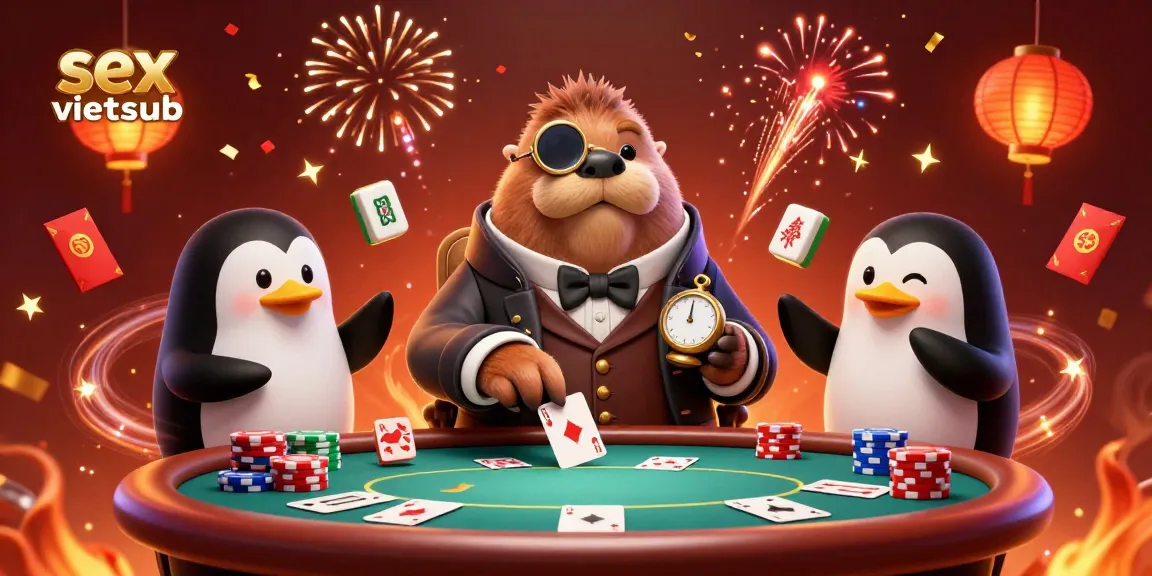 Play with sex vietsub at a vibrant underwater poker table with whimsical characters and festive elements.