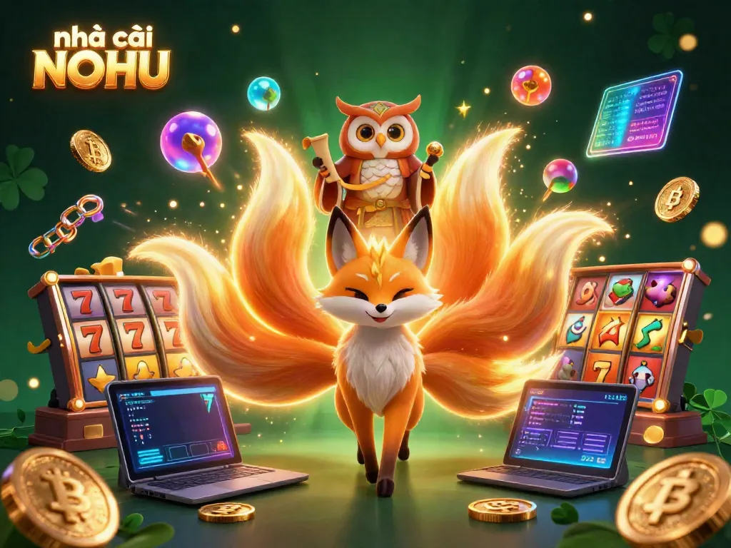 Experience the thrill of house edge with nhà cái NOHU featuring illuminated nine-tailed fox spirit and jackpot slots.