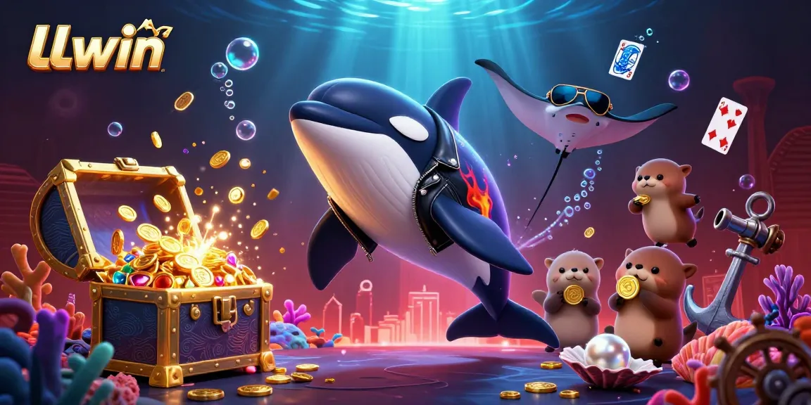Engage in thrilling gaming adventures with LLwin's dynamic underwater casino world featuring vibrant characters and treasure.