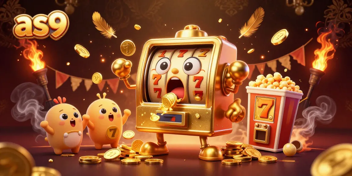 Experience excitement as as9 slot machines celebrate a jackpot amidst swirling gold and dynamic casino elements.