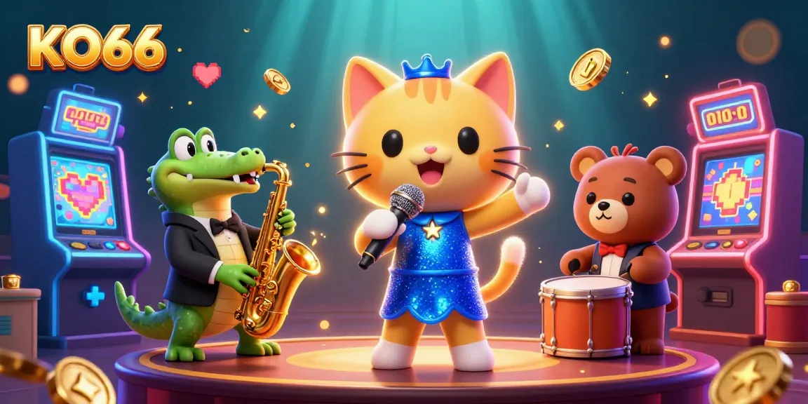 Experience the vibrant KO66 casino scene featuring animated characters and dynamic game elements.