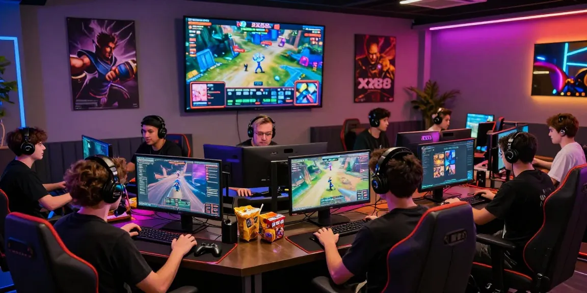Engaged gamers enjoying the thrills of XX88 in a vibrant gaming lounge.