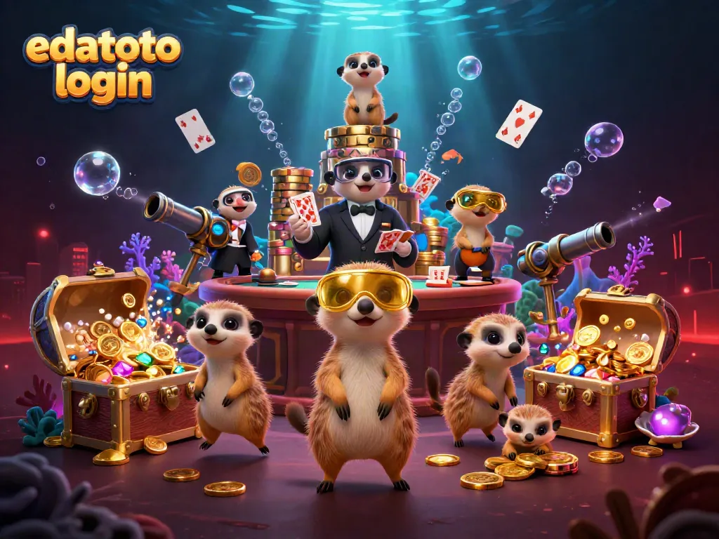 Experience the excitement of edatoto login with meerkats managing a vibrant casino operation.