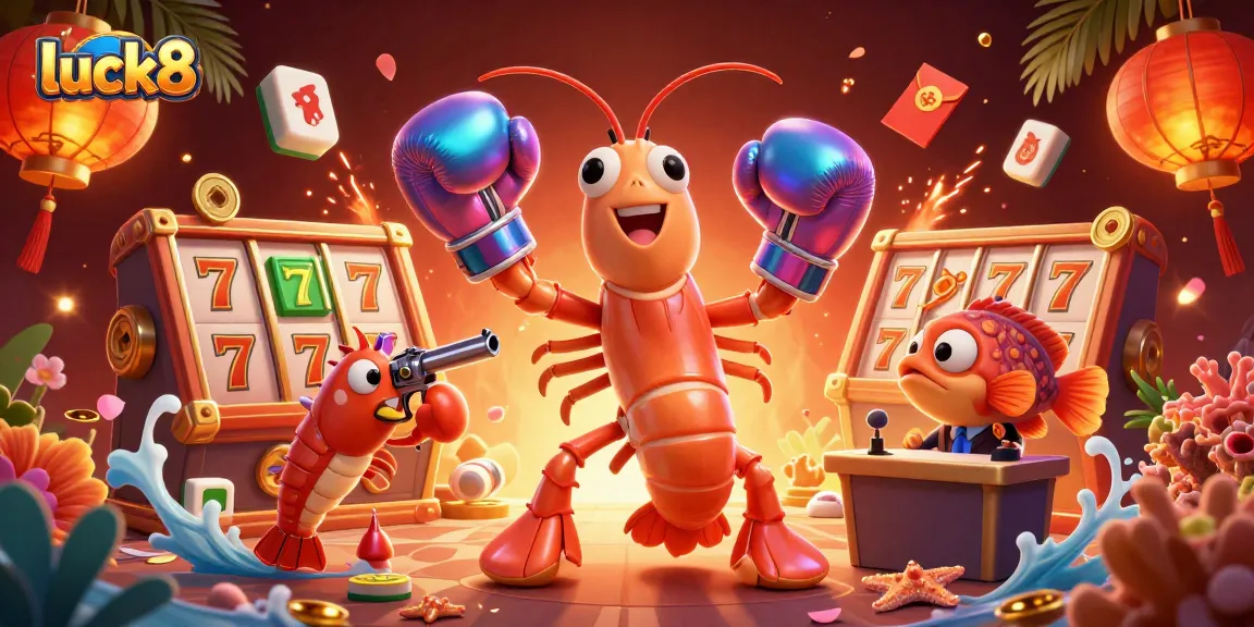Engage in luck8's lively casino atmosphere featuring vibrant characters and dynamic game elements.