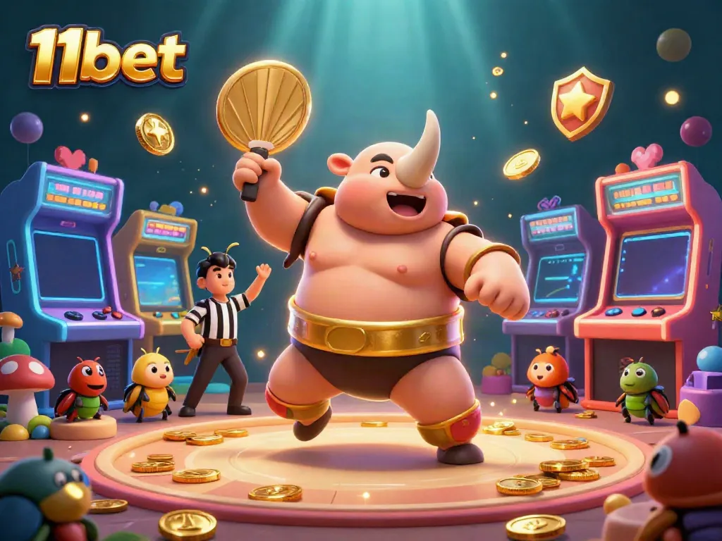 Experience thrilling gameplay with 11bet's animated champions delivering winning moments and golden coins.