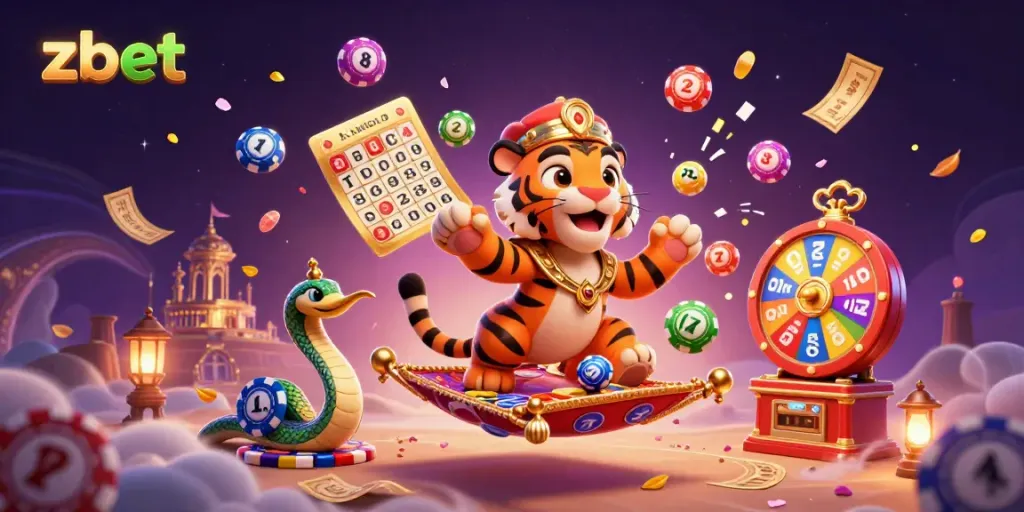 Win big with zbet as the vibrant cartoon sultan and genie illuminate a magical gaming realm.